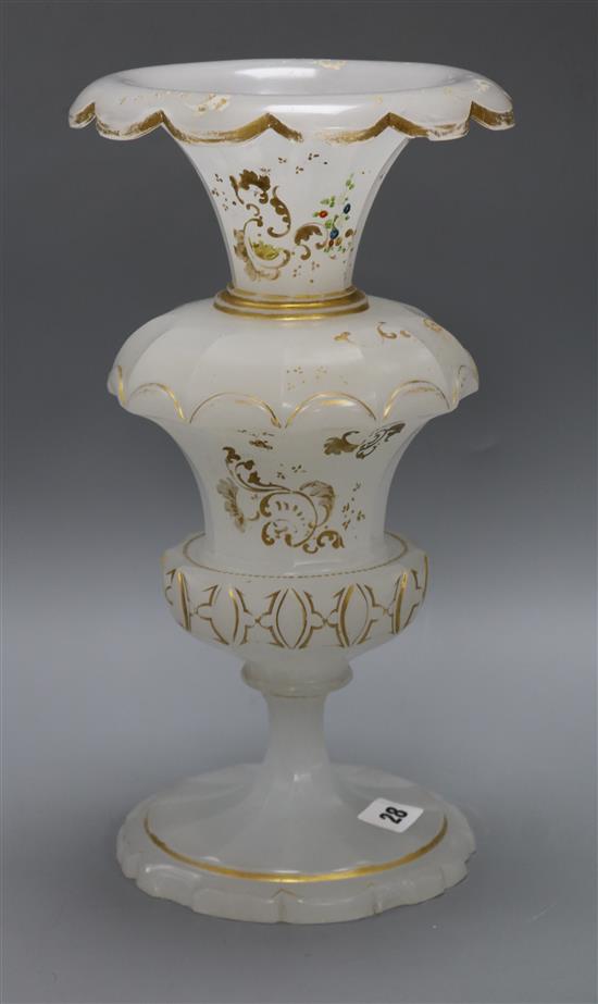 A 19th century French opaline glass vase height 34cm